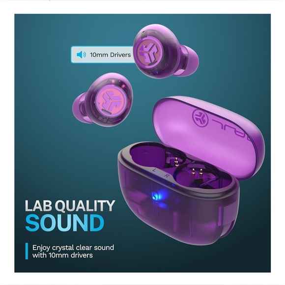Jlab Go Pop Anc True Wireless Earbuds & Charging Case, Transparent Purple - Picture 4 of 12